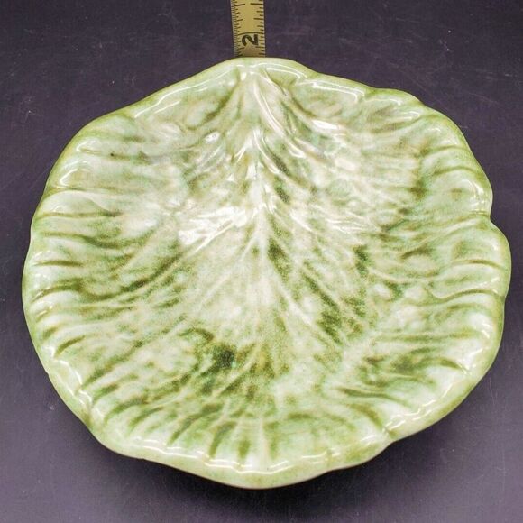 Cabbage or Lettuce Green Leaf Dish Bowl Marked Ceramic - Picture 11 of 12